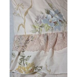 Vtg1970s‎ Springmaid Wondercale Pink Floral Flat Sheet Lace Ruffle Romantic KING